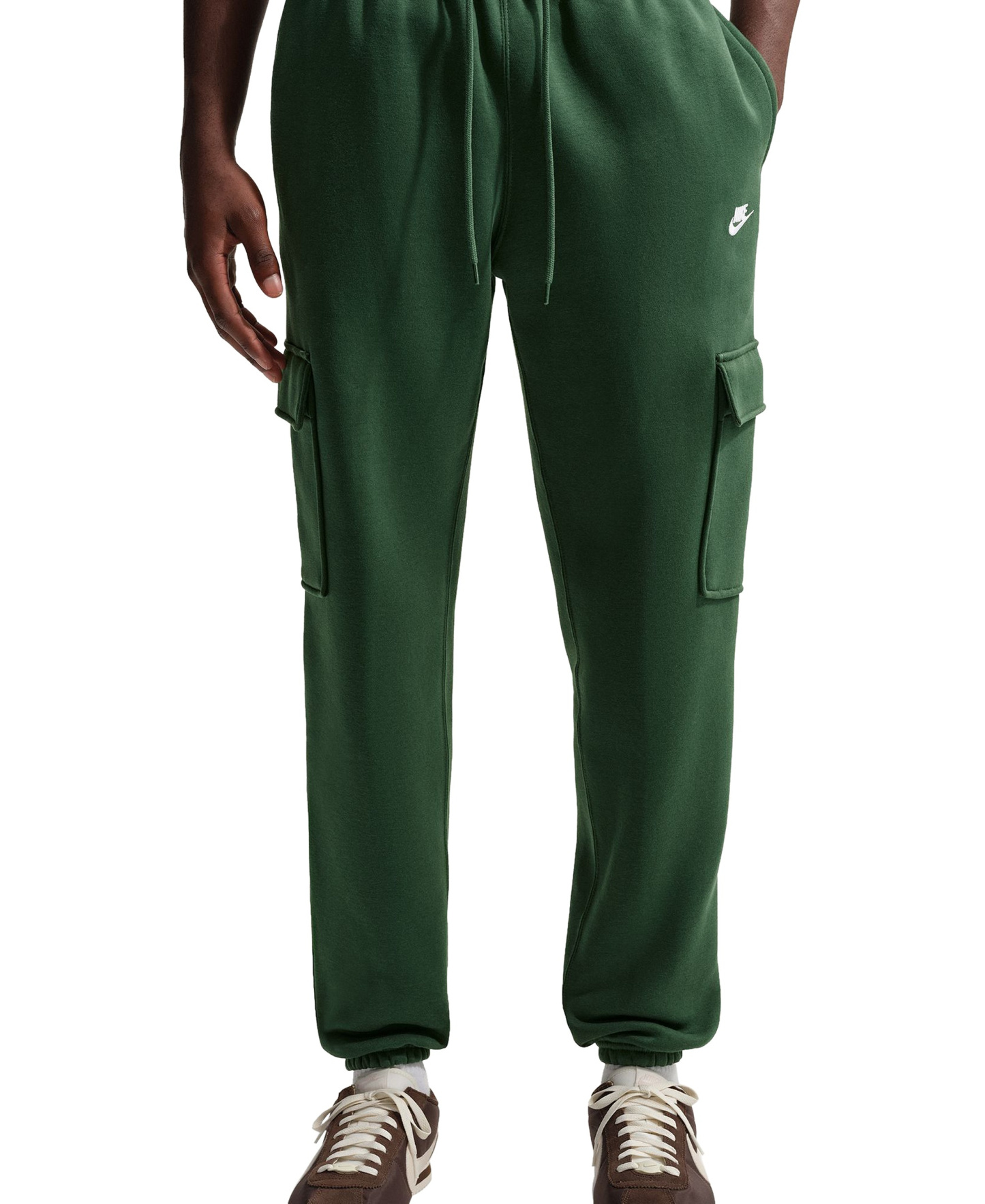 Nike Men's Club Fleece Cargo Regular-Fit Pants - Fir/White