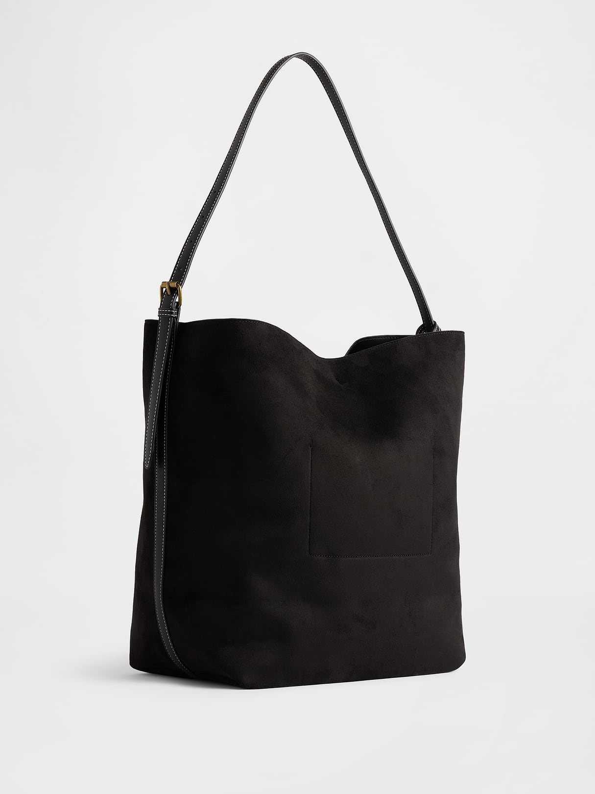Vegan Suede Bucket Bag - True black