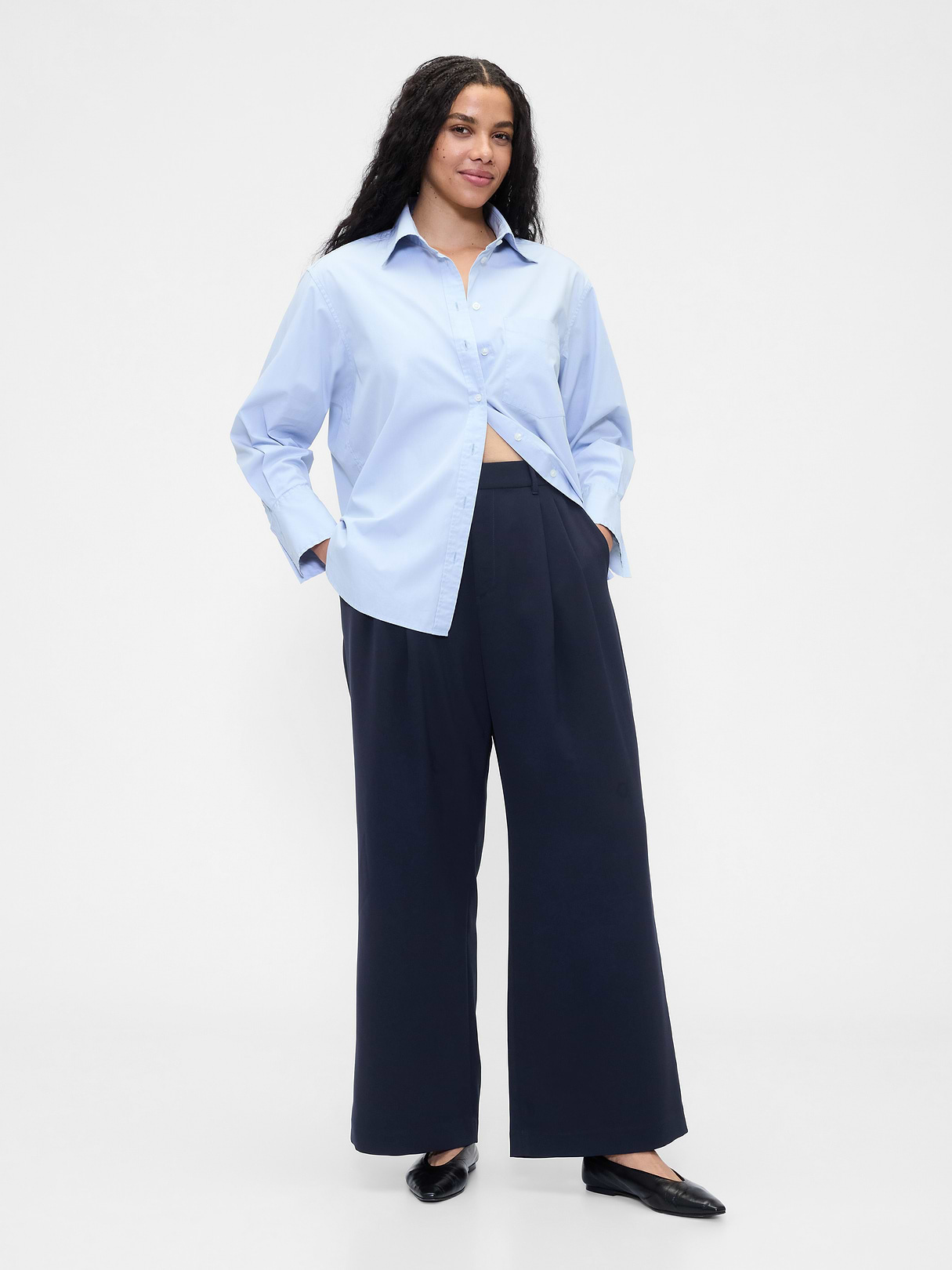 365 High Rise Pleated Trousers - New classic navy blue