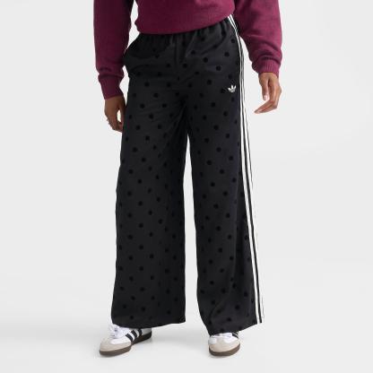 Women's adidas Originals Firebird Polka Dot Satin Wide-Leg Track Pants - Black