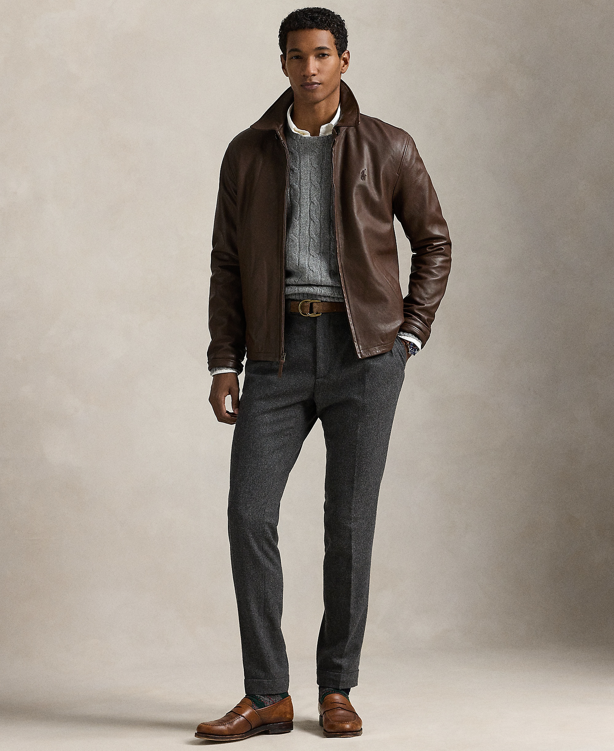 Polo Ralph Lauren Men's Leather Jacket - Bison Brown