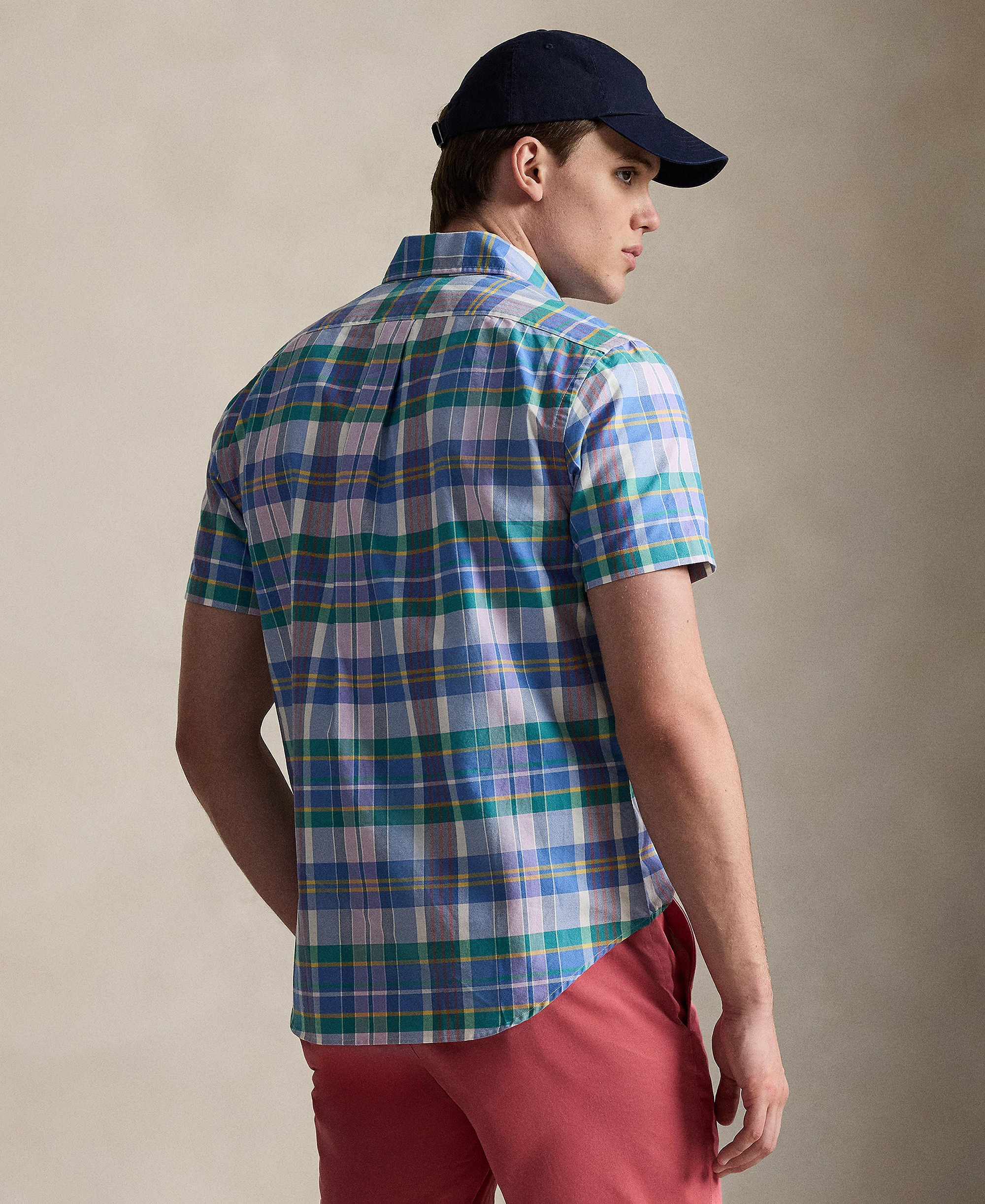 Polo Ralph Lauren Men's Classic-Fit Short-Sleeve Oxford Shirt - White Jewel Blue Multi