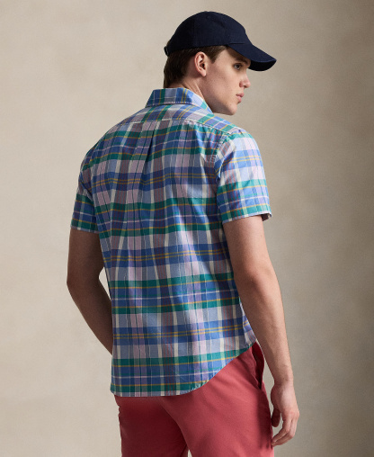 Polo Ralph Lauren Men's Classic-Fit Short-Sleeve Oxford Shirt - White Jewel Blue Multi