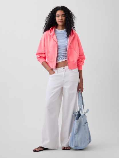 VintageSoft Wedge Zip Hoodie - Sassy pink