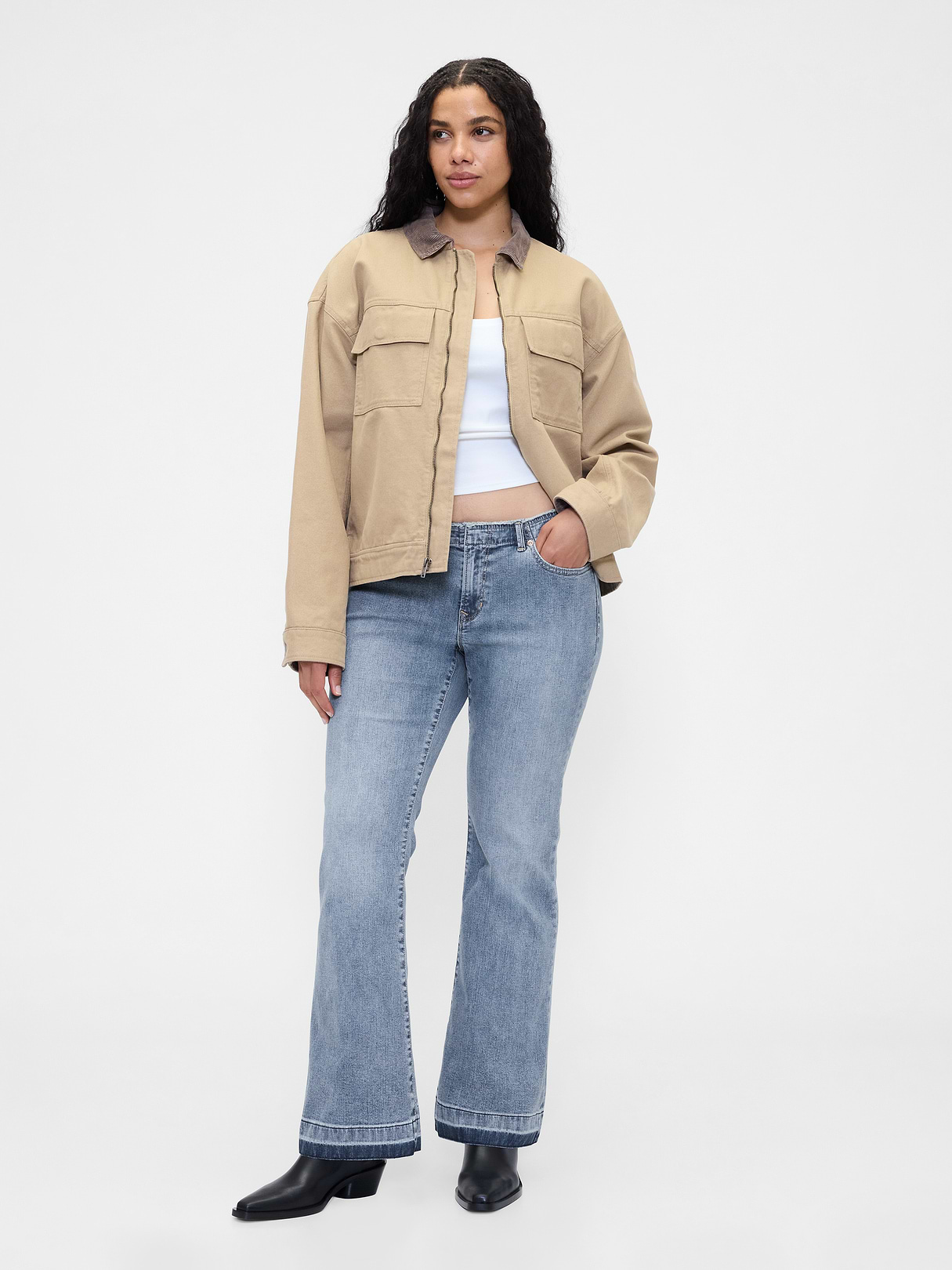 Low Rise Long & Lean Split-Hem Jeans - Light blue tint