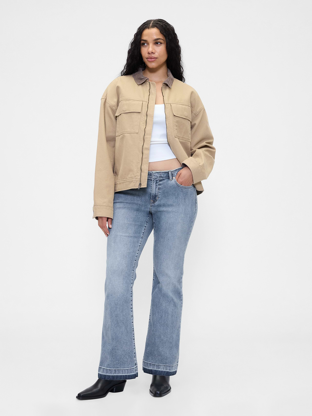 Low Rise Long & Lean Split-Hem Jeans - Light blue tint