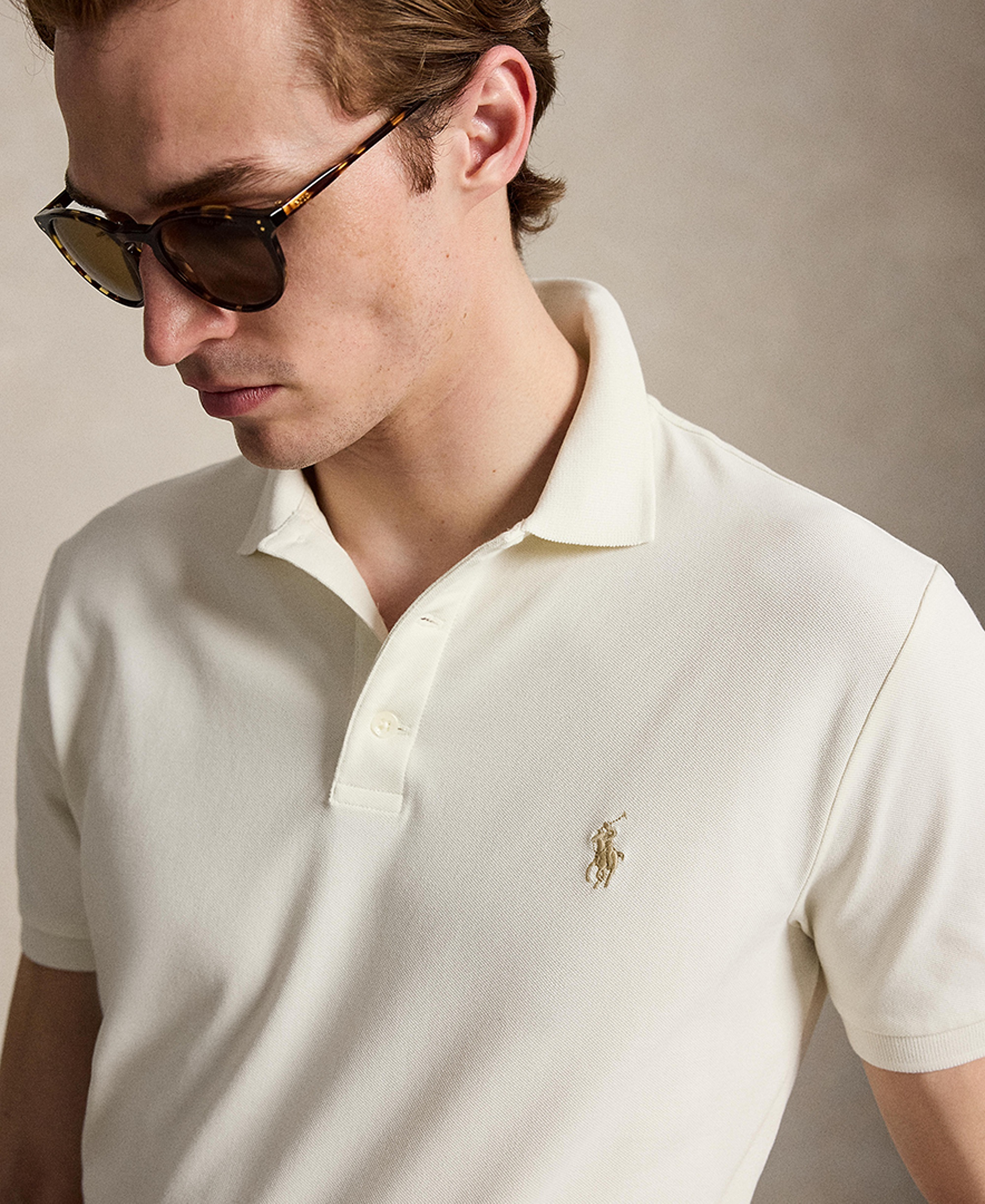 Polo Ralph Lauren Men's Classic-Fit Stretch Mesh Polo Shirt - Pale Cream