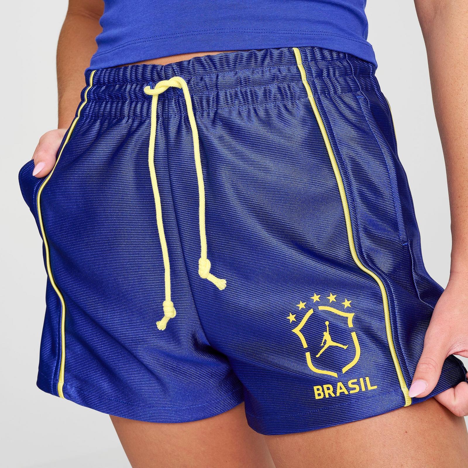 Women's Jordan Brooklyn Brazil Knit Shorts - Old Royal/Yellow Pulse - view 5