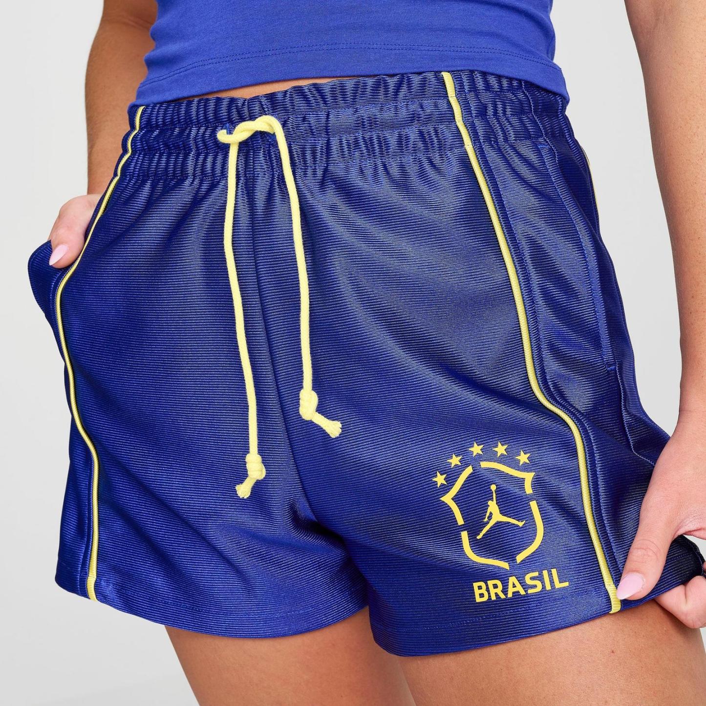 Women's Jordan Brooklyn Brazil Knit Shorts - Old Royal/Yellow Pulse - view 5