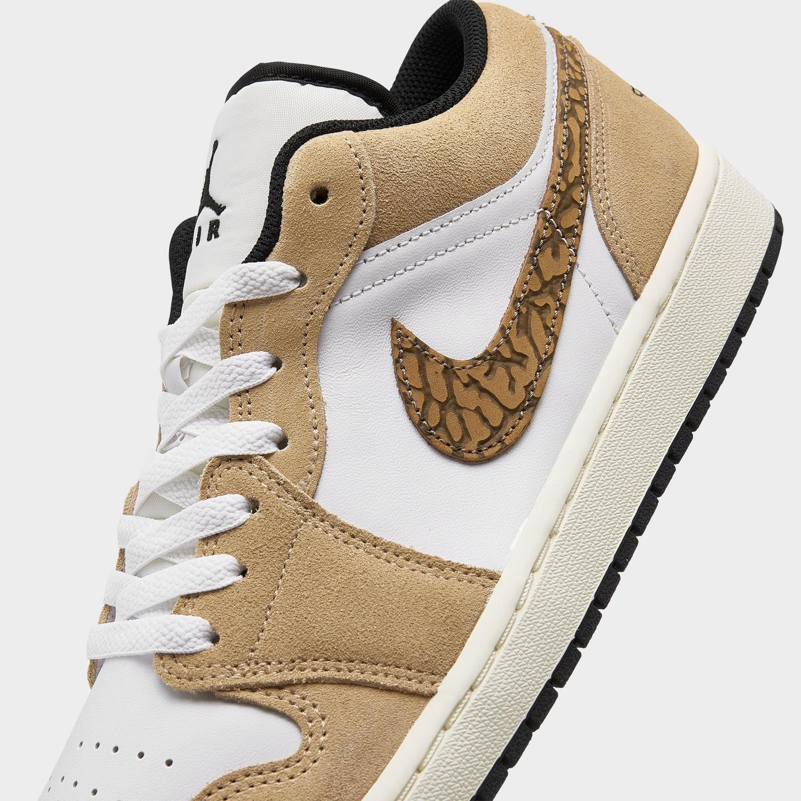 Air Jordan Retro 1 Low SE Casual Shoes - Hemp/Metallic Gold/White/Light British Tan/Black - Left shoe facing left. Outside of the shoe. - view 3