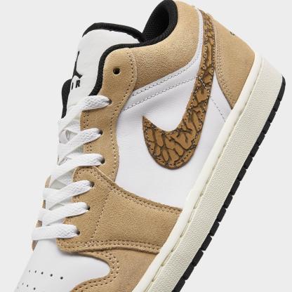 Air Jordan Retro 1 Low SE Casual Shoes - Hemp/Metallic Gold/White/Light British Tan/Black - Left shoe facing left. Outside of the shoe. - view 3