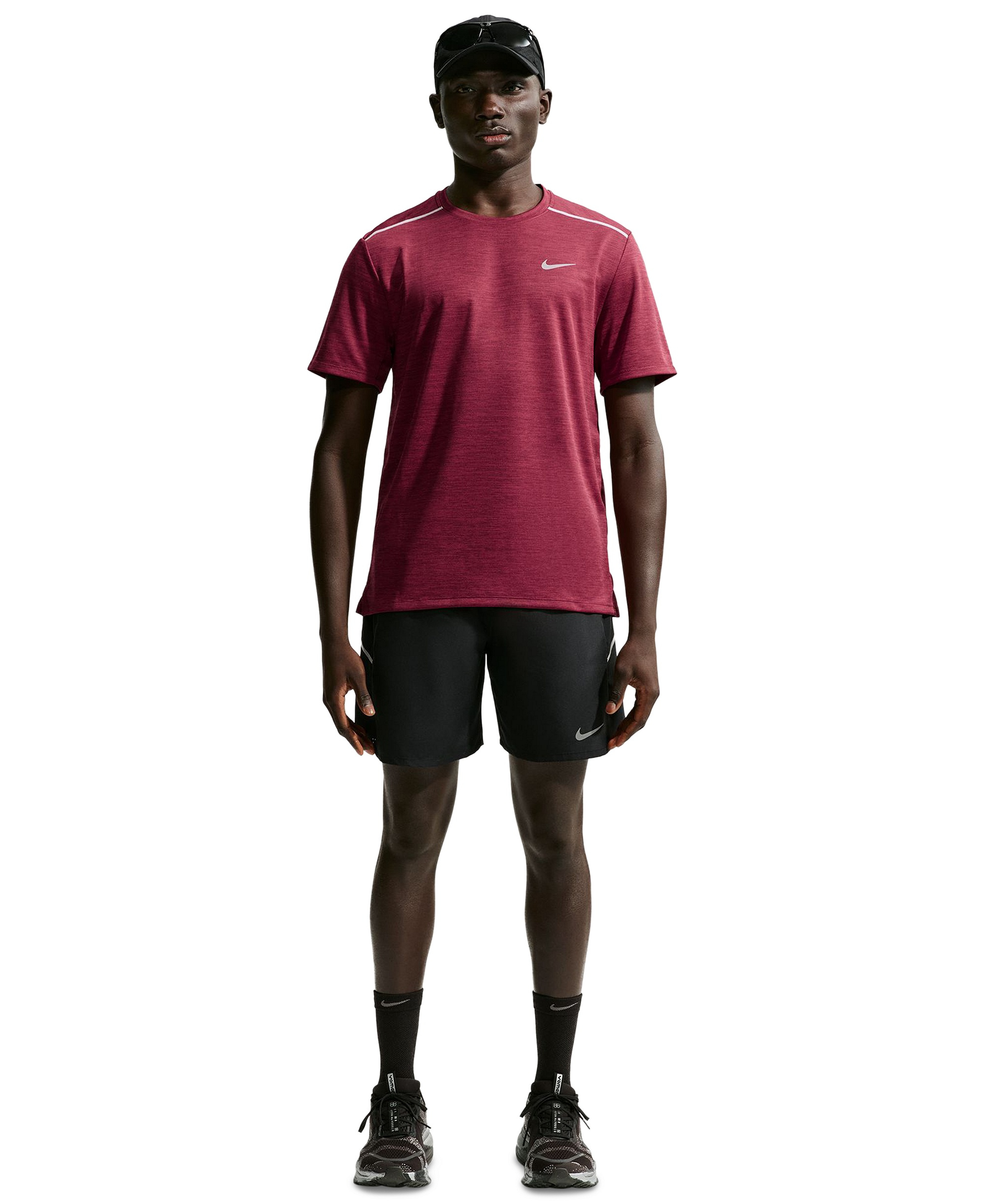 Nike Men's Miler Dri-FIT Running T-Shirt - Tough Red/Mystic Date/Reflective Silver