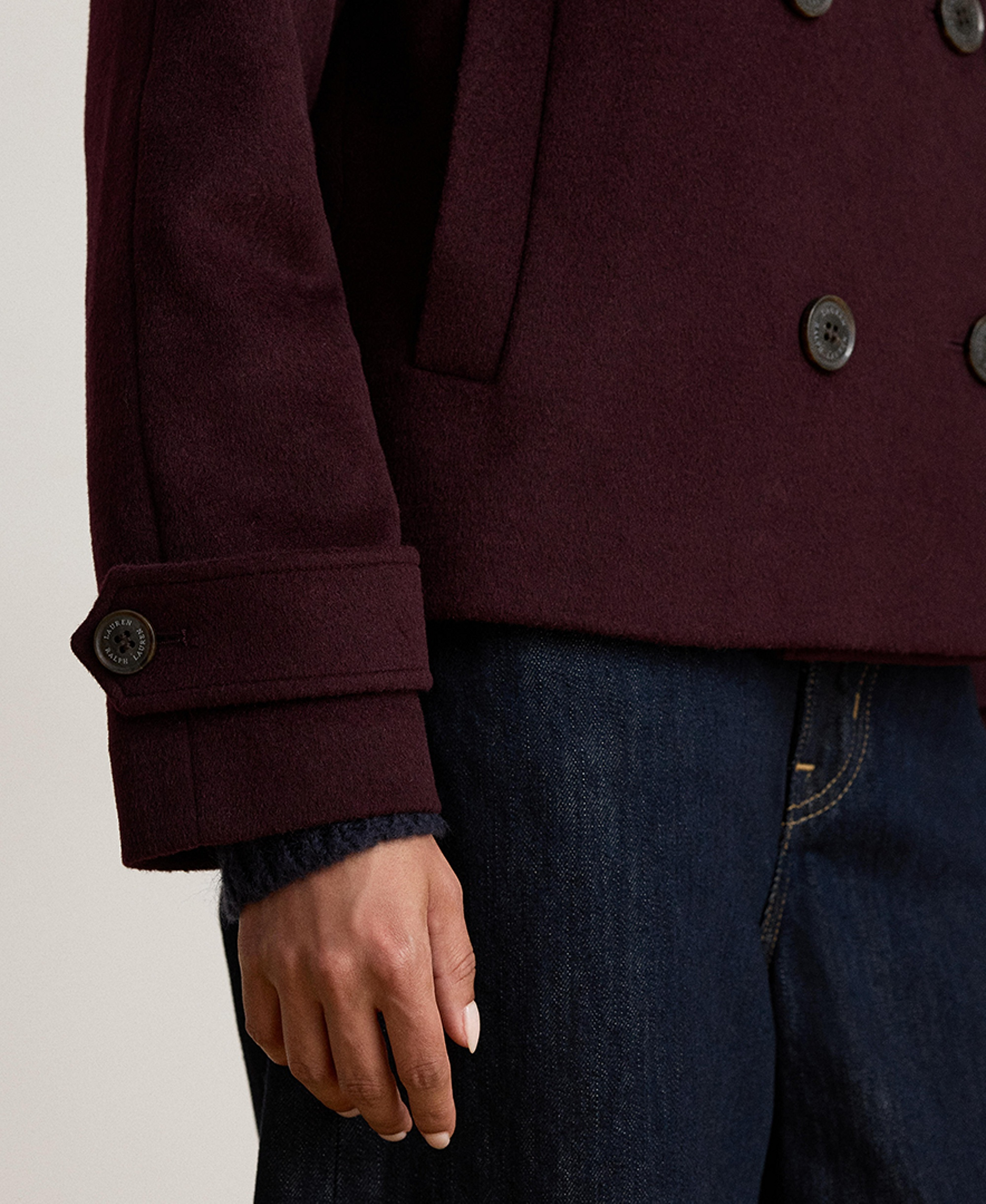 Lauren Ralph Lauren Women's Short Double Breasted Wool Coat - Pinot Noir