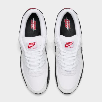 Men's Nithtke Air Max 90 Casual Shoes - Part 3 - White/Black/University Red - Top view