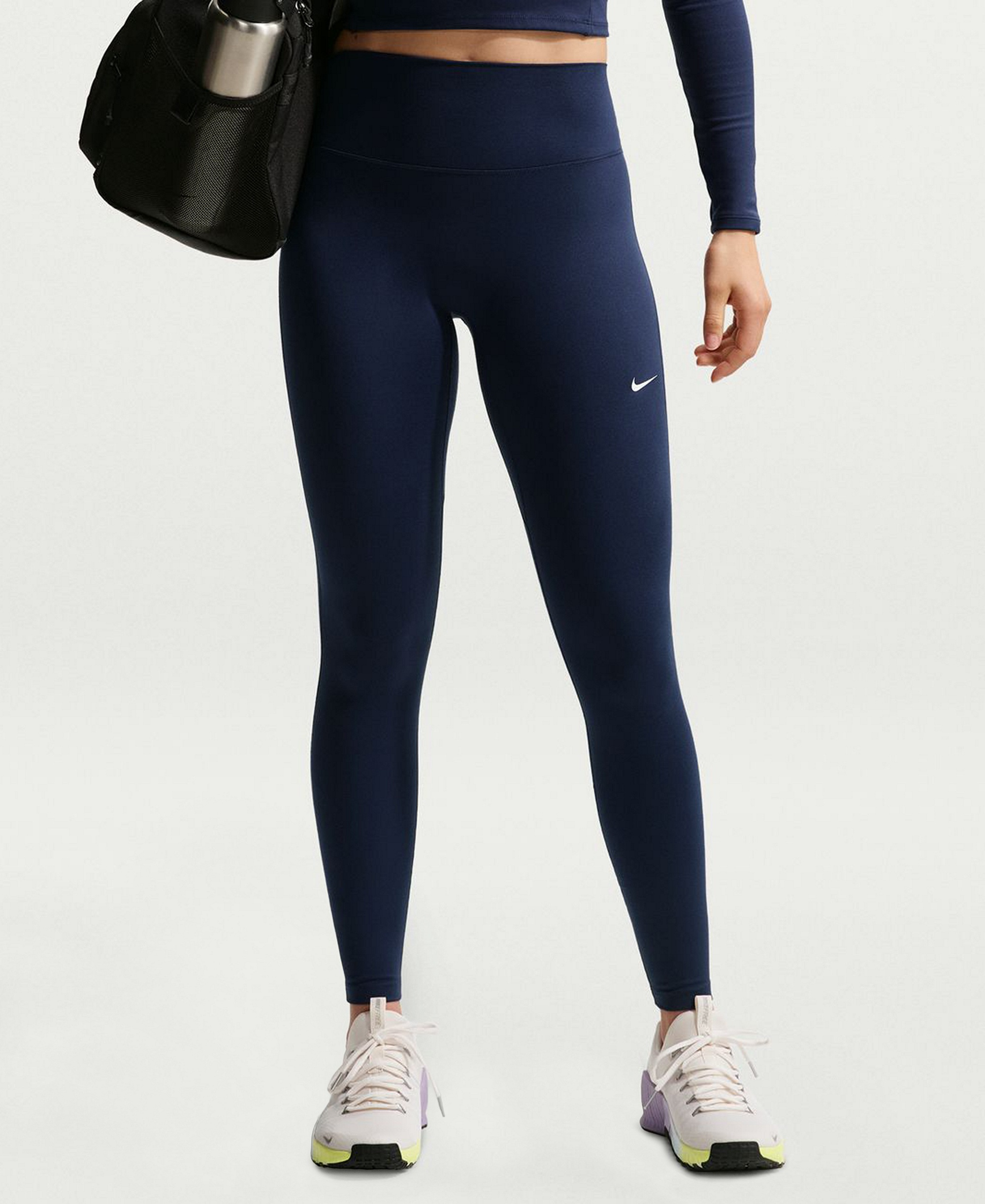Nike Women's Seamless Front High-Waisted Leggings - Midnight Navy/White