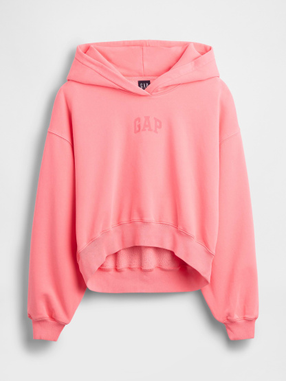 VintageSoft Crop Logo Hoodie - Sassy pink