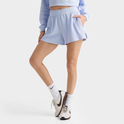 Women's Nike Sportswear Chill Waffle Loose Mid-Rise Shorts - Hydrogen Blue/Sail