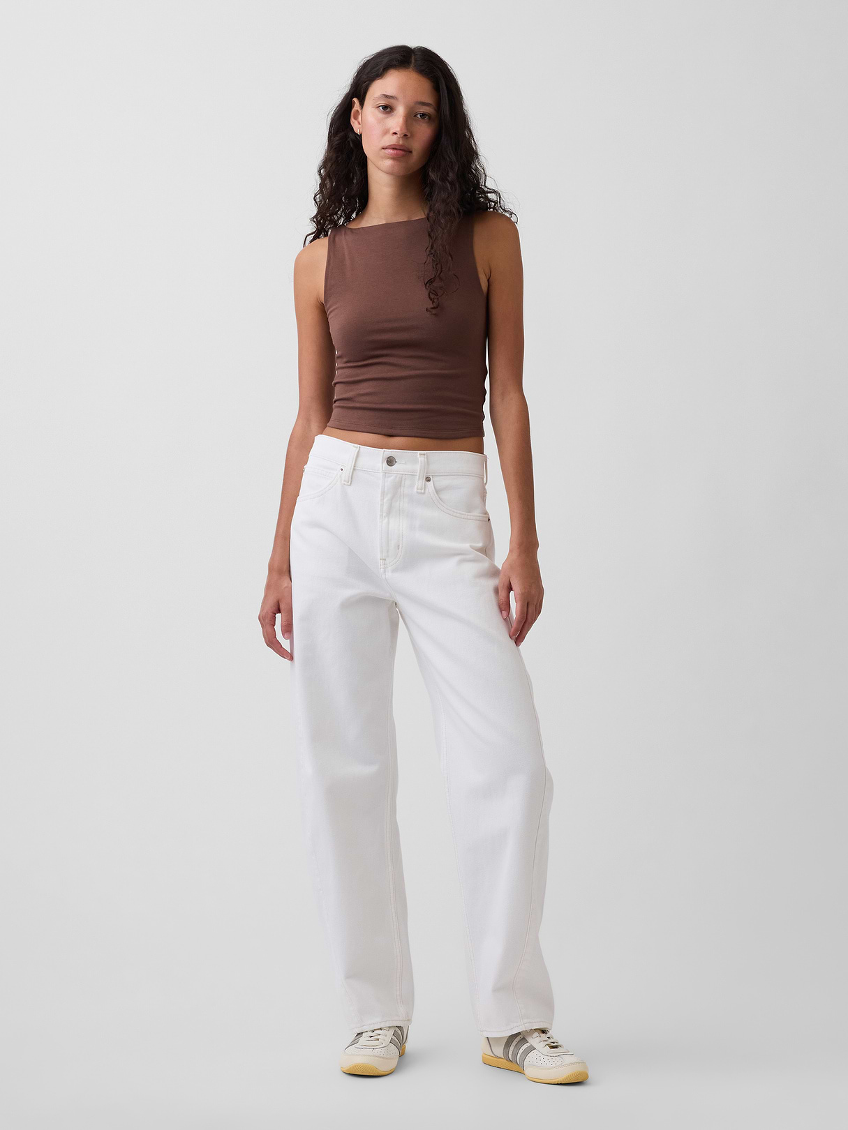 High Rise Barrel Jeans - Optic white