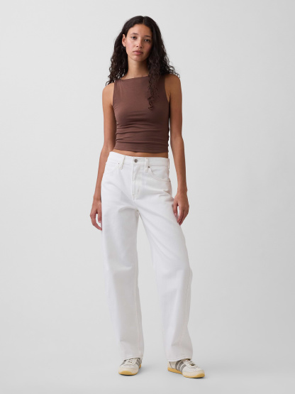 High Rise Barrel Jeans - Optic white