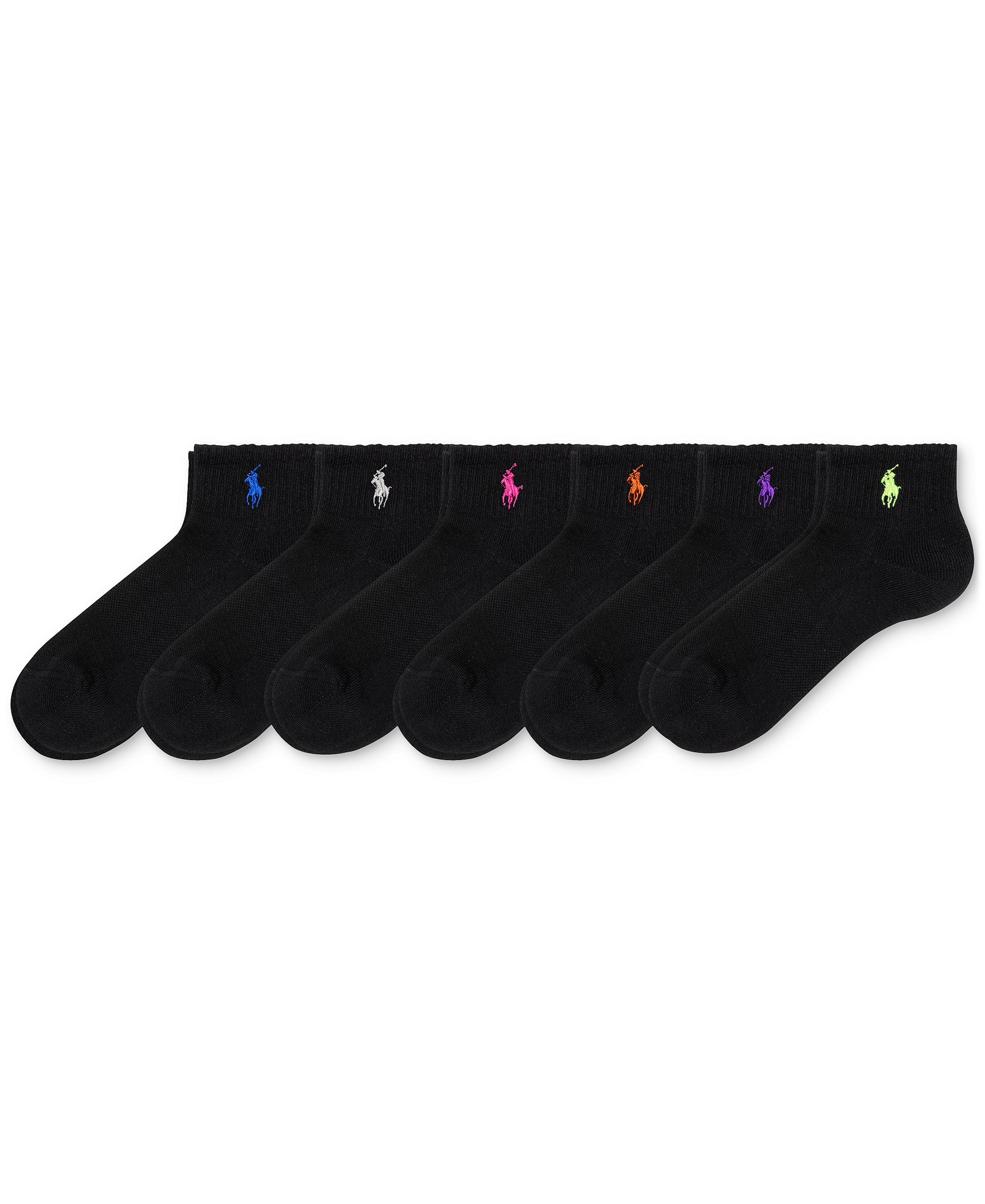 Polo Ralph Lauren Women's 6-Pk. Cushion Quarter Socks - Black assortment