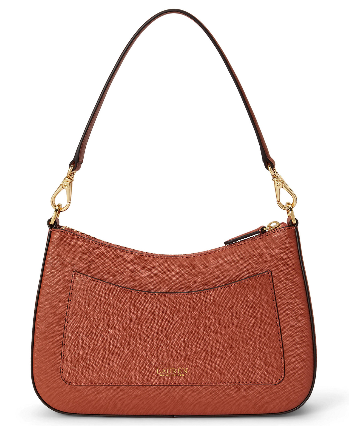 Lauren Ralph Lauren Danni Crosshatch Small Leather Slim Shoulder Handbag - Red Terracotta