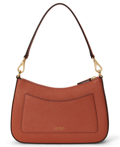 Lauren Ralph Lauren Danni Crosshatch Small Leather Slim Shoulder Handbag - Red Terracotta