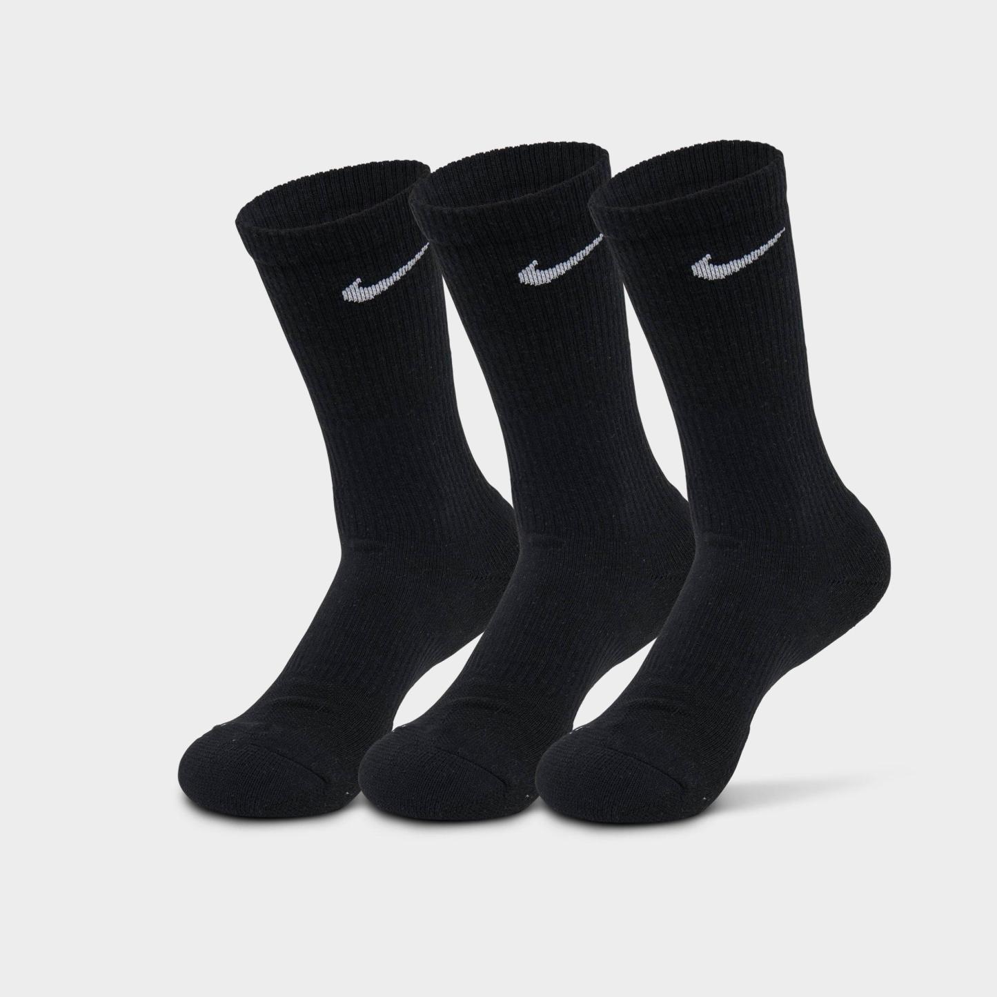Nithtke Everyday Cushioned Training Crew Socks (3-Pack) - Black/White