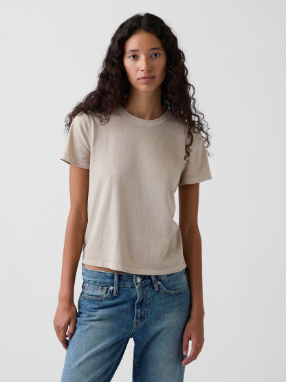 100% Cotton Authentic Shrunken T-Shirt - Cobblestone beige