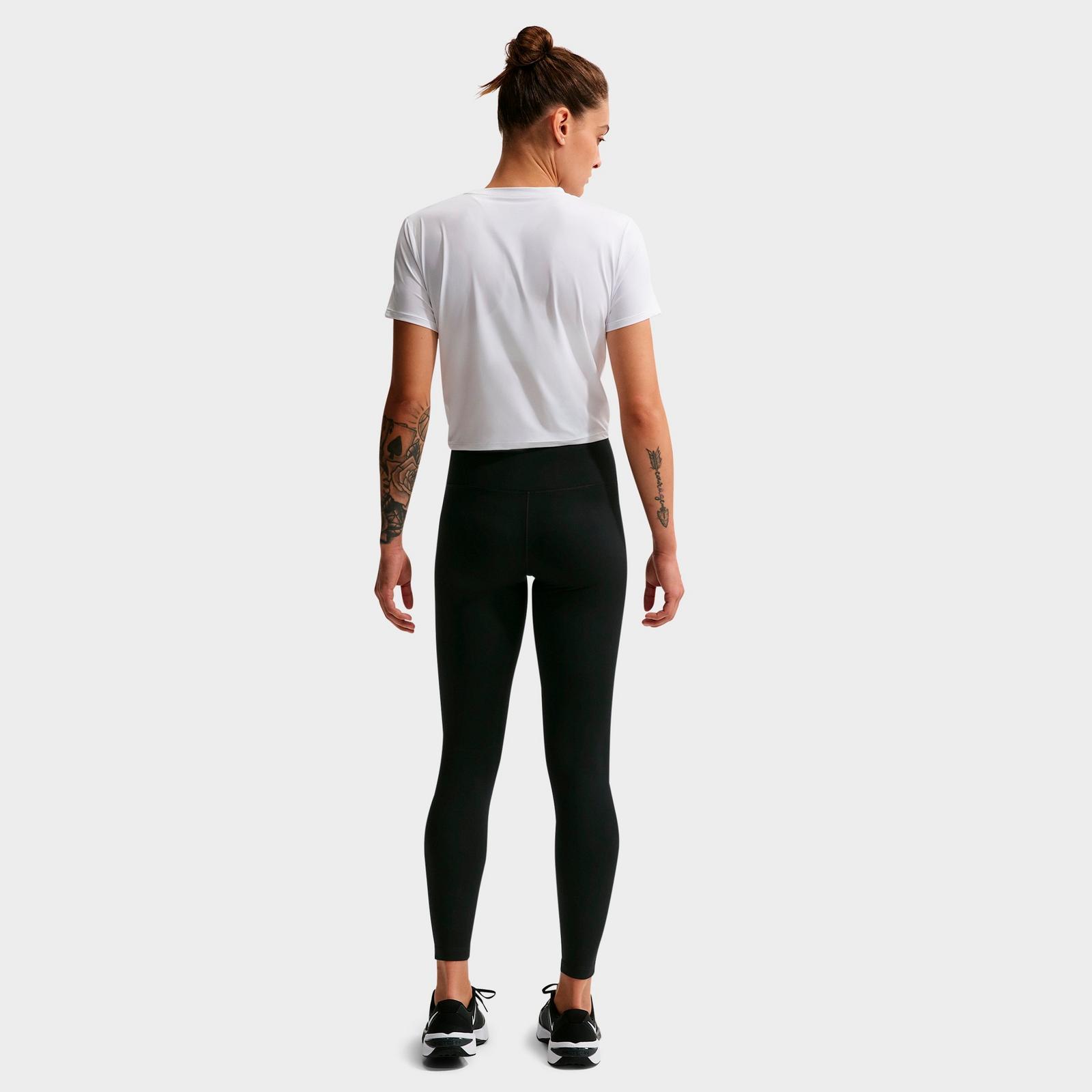 Women's Nike One Seamless Front High-Waisted Full-Length Leggings - Black/White