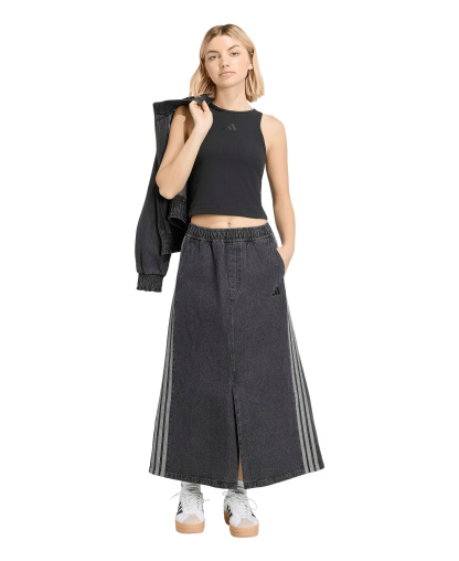 adidas Women's Stadium Washed Denim Loose-Fit Skirt - Black