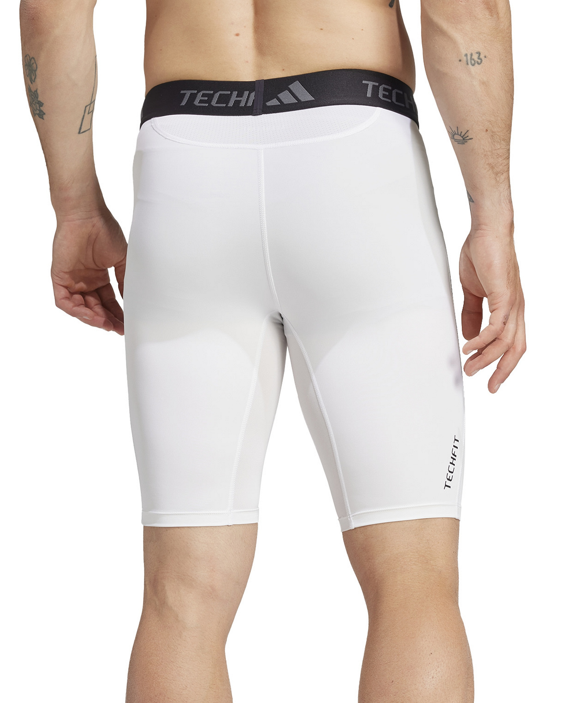 adidas Men's Tech-Fit Logo Compression Regular-Fit Shorts - White