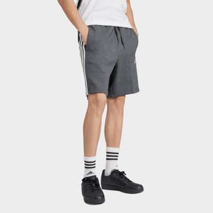 Men's adidas Essentials 3-Stripes Fleece Shorts - Medium Grey Heather/Black
