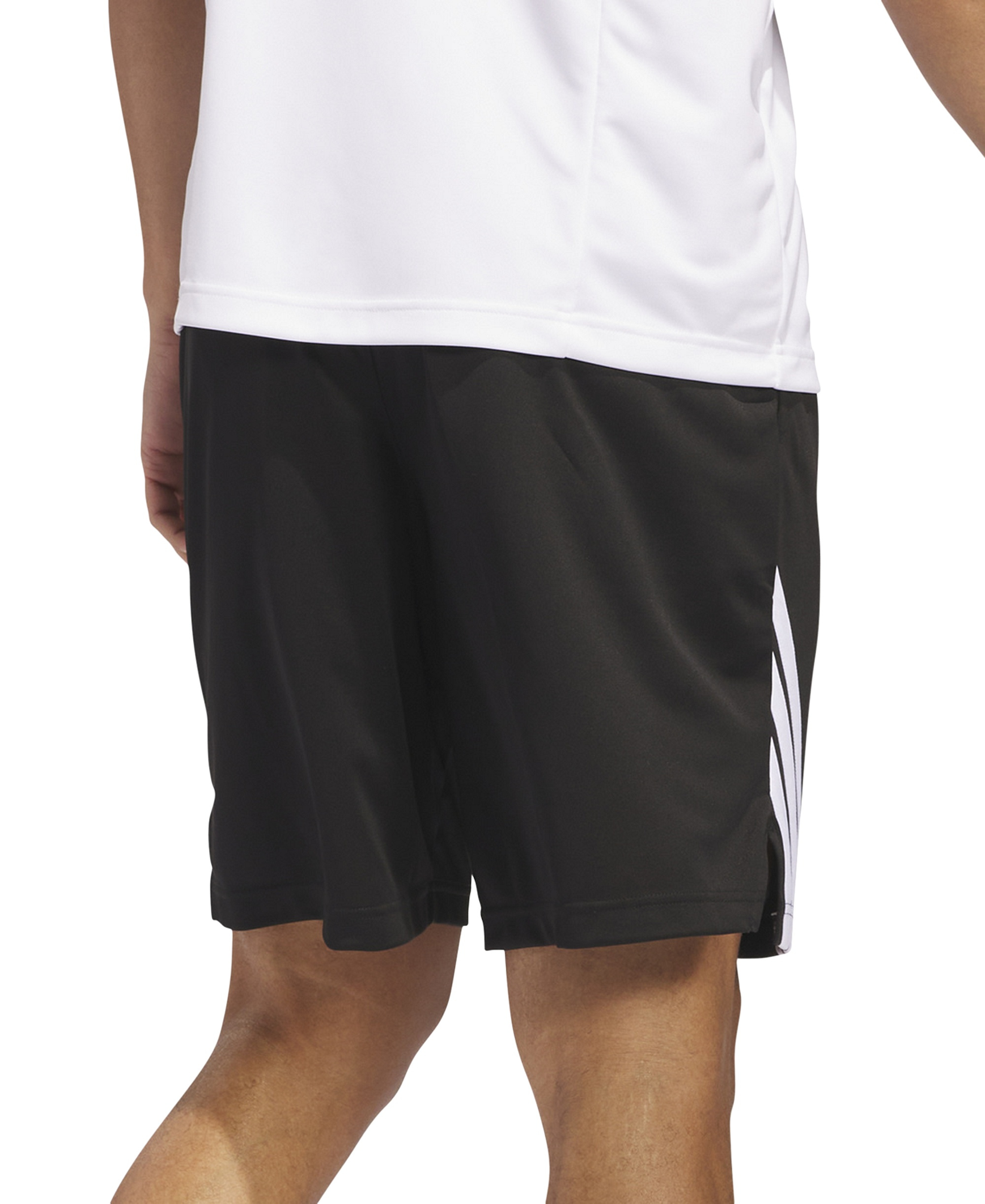adidas Men's Three Stripes Legends Basketball Shorts - Black/White