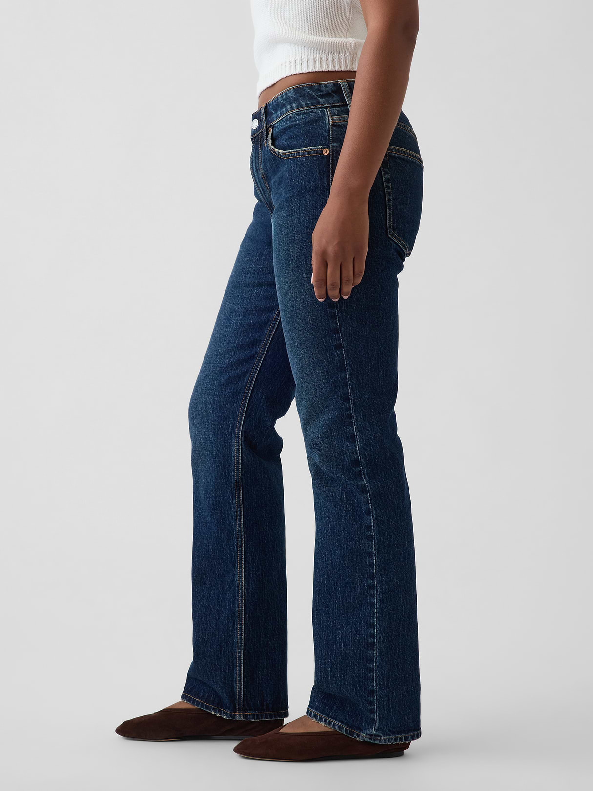 Curvy Mid Rise Relaxed Straight Jeans - Dark indigo