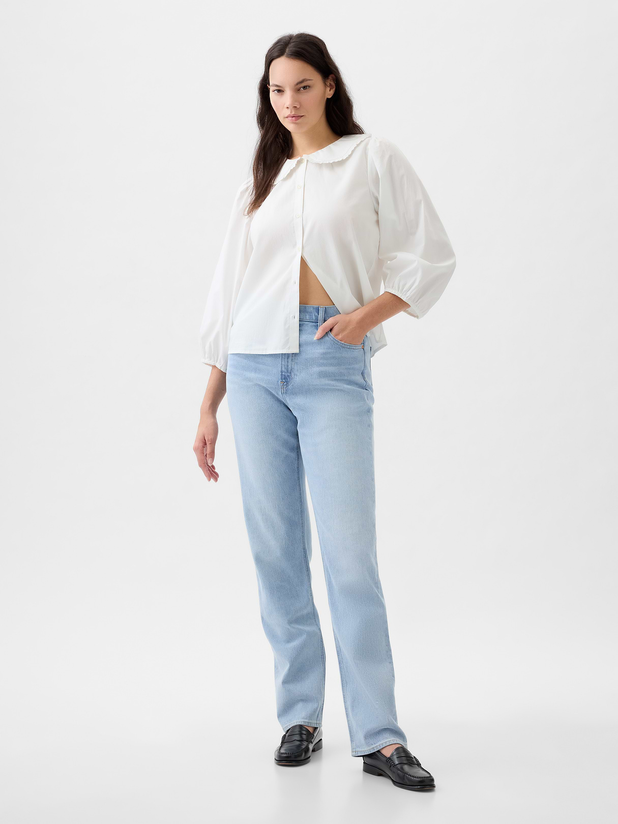High Rise '90s Slim Straight Jeans - light indigo
