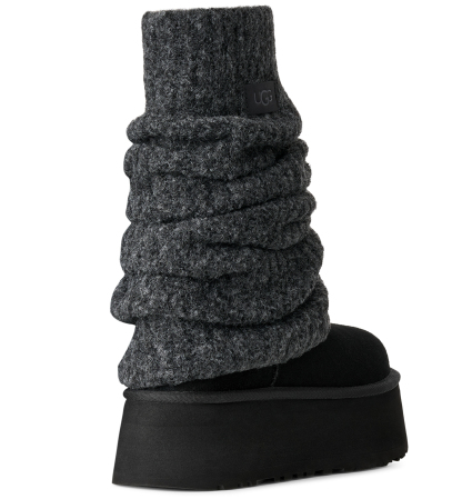 UGG® Women's Classic Mini Dipper Removable Knit Leg Warmer Suede Boots - Black