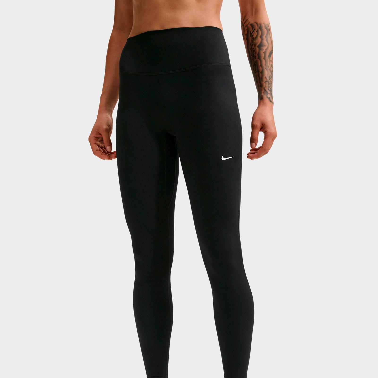 Women's Nike One Seamless Front High-Waisted Full-Length Leggings - Black/White