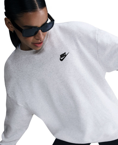 Nike Women's Sportswear Club Fleece Loose Crewneck Sweatshirt - B Hthr/bla