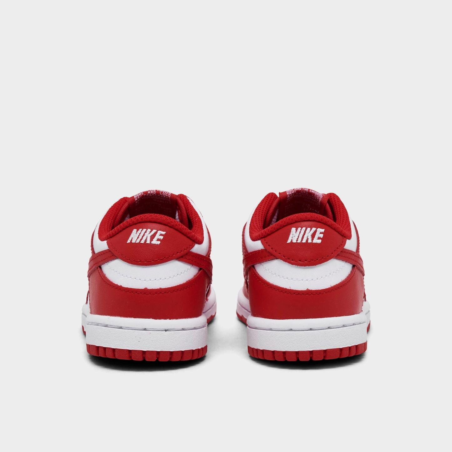 Kids' Toddler Nithtke Dunk Low Casual Shoes - White/University Red/White - Back view