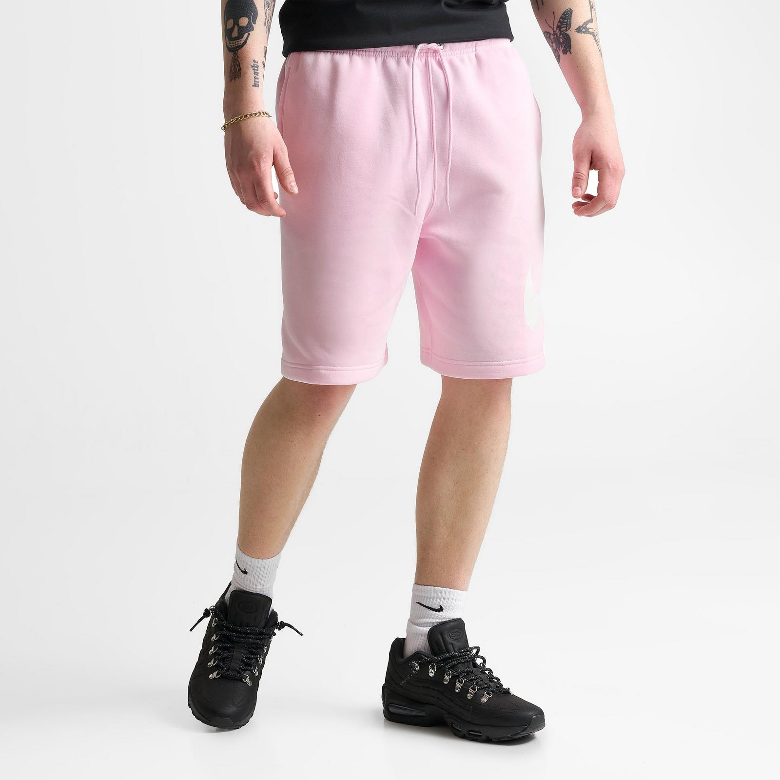 Men's Nike Club Fleece Swoosh Graphic Shorts - Pink Foam/Pink Foam/White