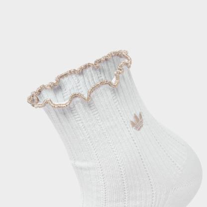 Women's adidas Originals Ruffle Quarter Socks (3-Pack) - White/Magic Mauve/Khaki Three