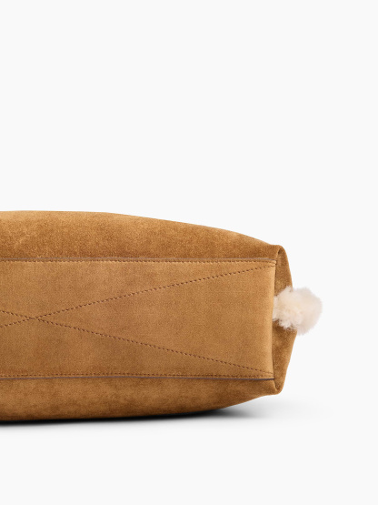 Vegan Suede Shoulder Bag - Palomino brown