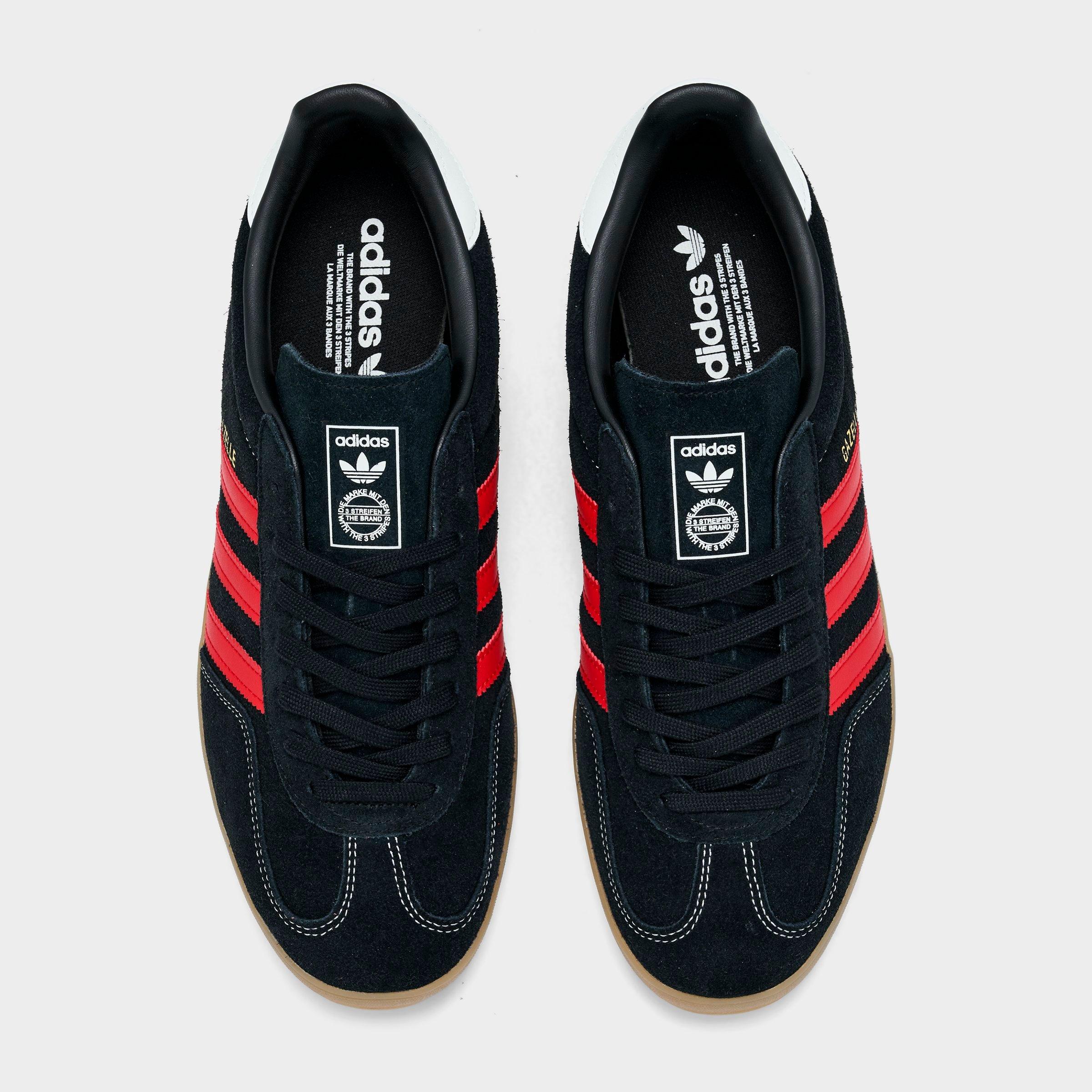 Men's adidas Originals Gazelle Indoor Casual Shoes - Core Black/Better Scarlet/Gum - Top view