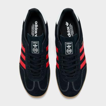 Men's adidas Originals Gazelle Indoor Casual Shoes - Core Black/Better Scarlet/Gum - Top view