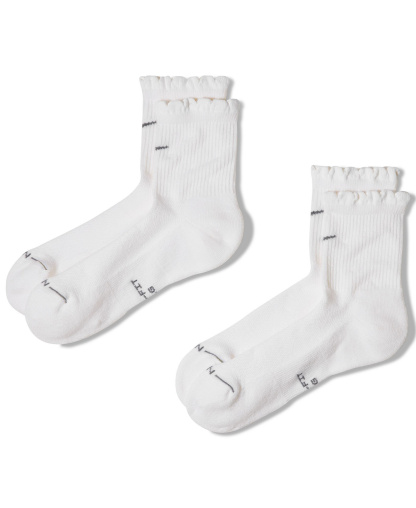 Nike Women's Scalloped Everyday Elevated Crew Socks, 2-Pack - White