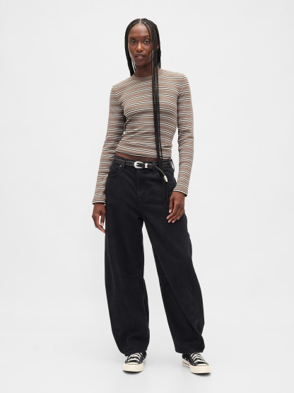 Modern Crewneck T-Shirt - Toasted almond brown stripe