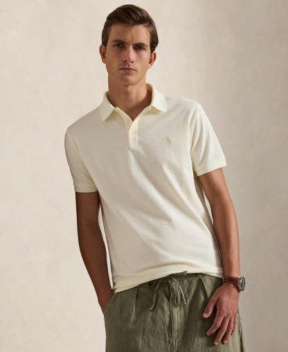 Polo Ralph Lauren Men's Custom Slim-Fit Honeycomb-Mesh Polo Shirt - Pale Cream