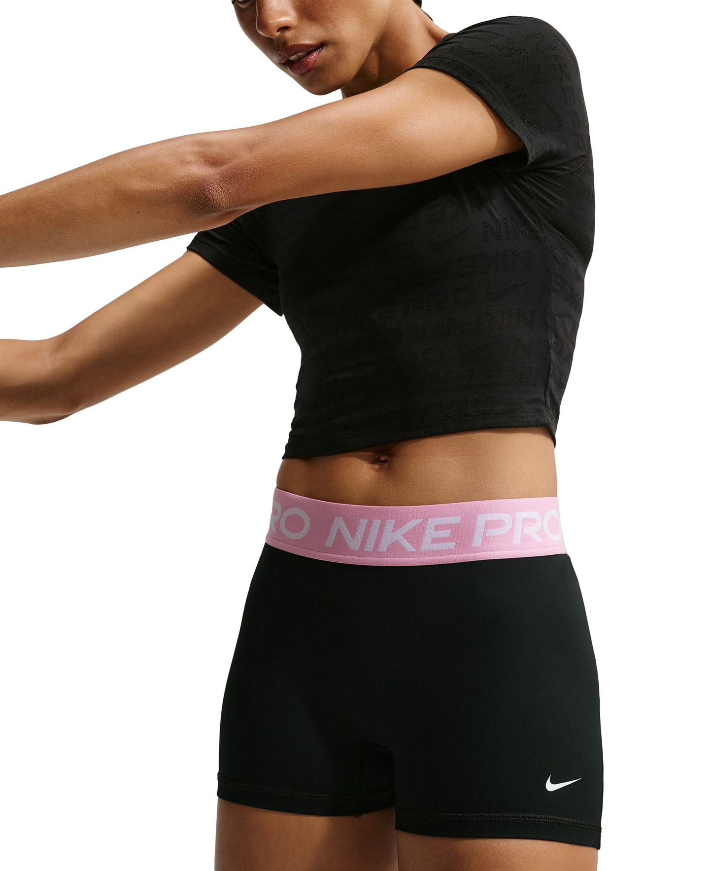 Nike Women's Mid-Rise Biker Shorts - Black/Pink Rise/white
