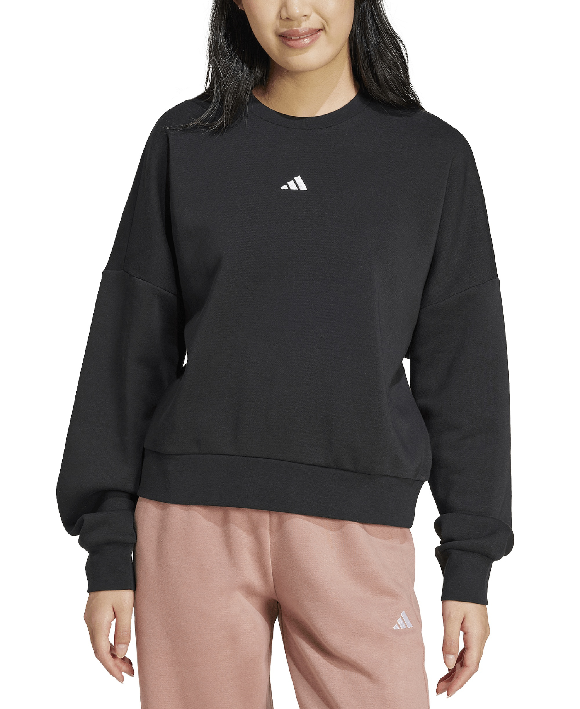 adidas Women's Essentials Crewneck Small-Logo Sweatshirt - Black/White