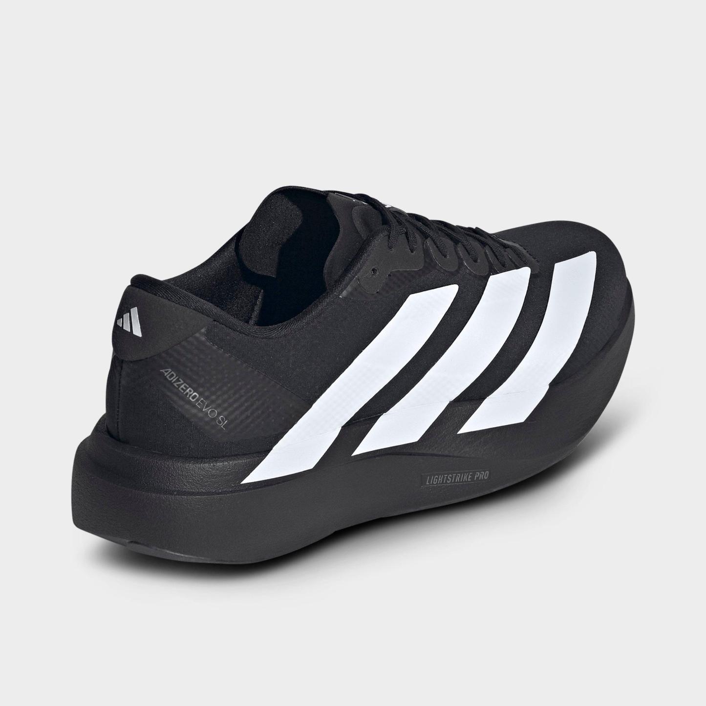 Men's adidas Adizero EVO SL Woven Running Shoes - Part 1 - Core Black/Cloud White/Carbon - Back view